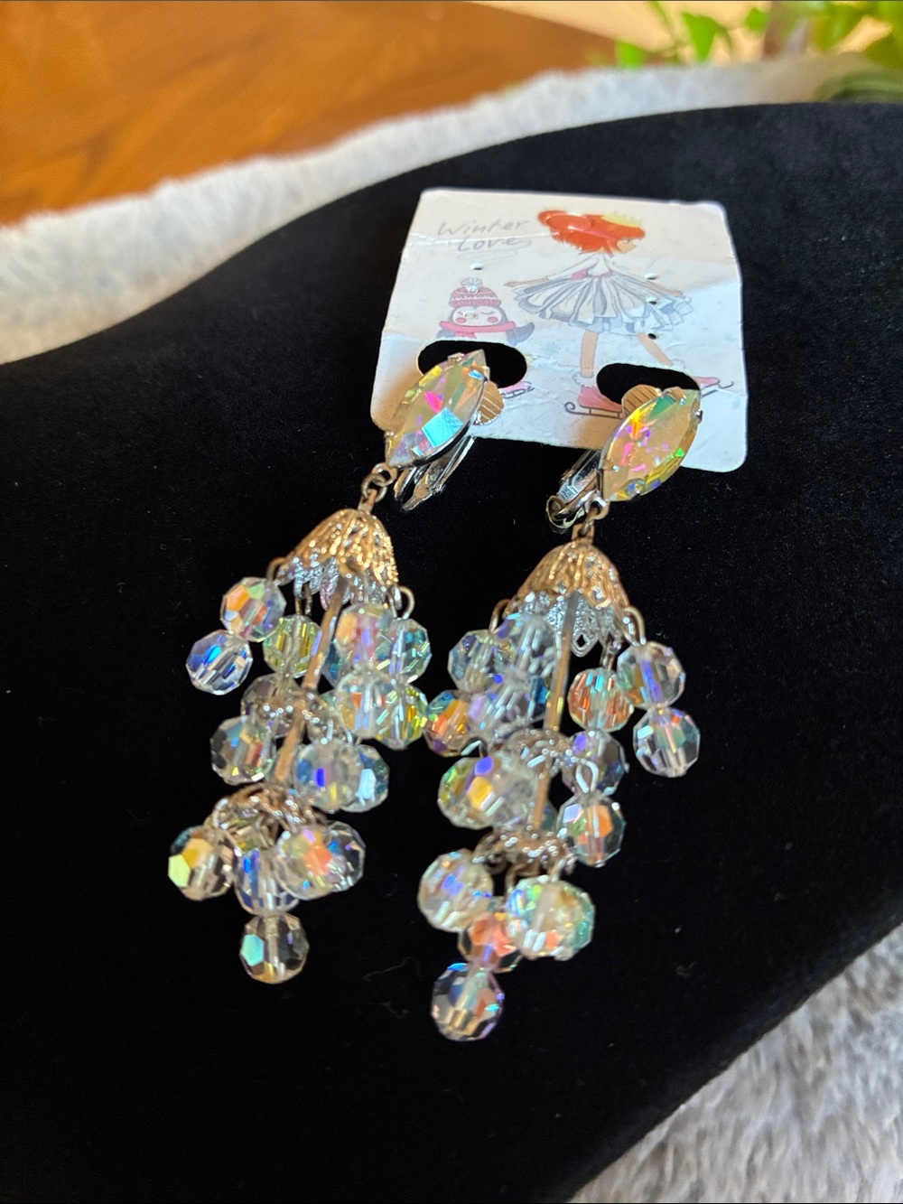 Silver Aurora Crystal Chandelier Earrings - Women Jewelry